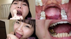 Iori - Showing inside cute girl's mouth, chewing gummy candys, sucking fingers, licking and sucking human doll, and chewing dried sardines mout-185