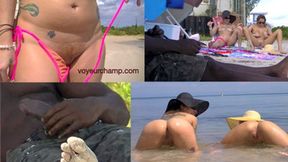 Exhibitionist Wife #345 Part3 - Mrs Brooks and Mrs Ginary Tease BIG BLACK COCK and Small Cock Caribbean Nude Beach Voyeur!!! MP4