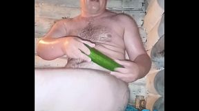 A Russian guy fucked his fat ass with a cucumber! And even jerked off at the same time.His friends filmed it on a hidden camera.That'_s how they found out he was gay)))))
