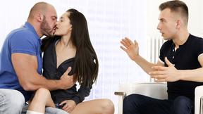 ”Young guy fucks her tiny Girlfriend & his stepdad too!”