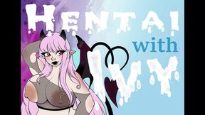 Goth BBW MILF watches hentai and plays with her big boobs