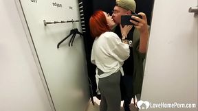 Redhead girl wanted to fuck in dressing rooms