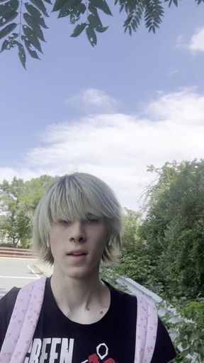 Femboy exhibitionist in public