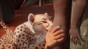 Cheetah Furry Deepthroats Massive Cock Outdoor Femdom Creampie Destruction
