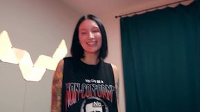 My nerdy step bro got turned on looking at my ass.