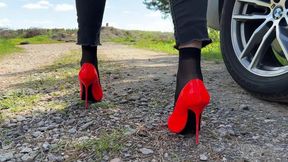 Nylon Socks Posing, Shoeplay, High Heels Pumps Play, Trying High Heels, High Heels Dangling