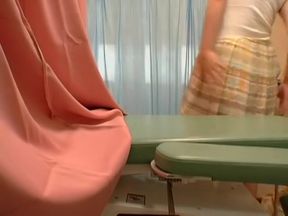 Kinky gynecologist masturbates looking at his patient's twat