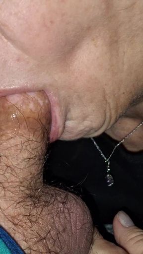 Granny next door comes over, sucks my cock and eats my cum   Clip 1