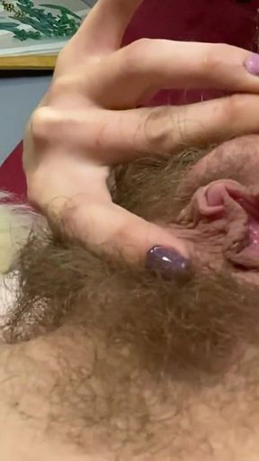 Big clit big labia and hairy pussy rubbing