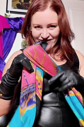Inanna Justice POV Hermes Silk Scarf &amp; Leather Glove Tease: Luxury Breathplay Edge