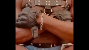 Part 1 Leather Harness BBC Titplay and Sex Toy Session