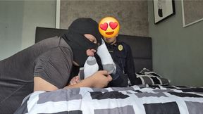 Security officer feet worship