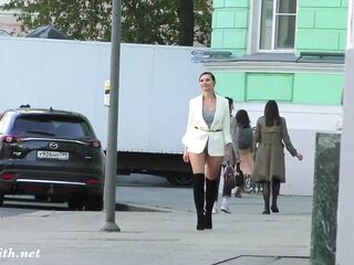 Independent Woman. Jeny Smith in Pantyhose without Panties