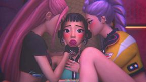 Lesbian College Girls Femdom FFF Threesome (3D Animation)