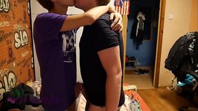 Teen boyfriends doing a frottage with their hard, uncut cocks and cum