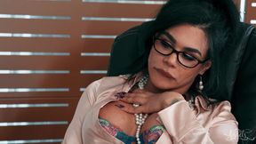 TRANS ANGELS - Librarian Eva Maxim Treats Tall College Guy To An Erotic Footjob Before Giving Him A Hard Anal Pounding