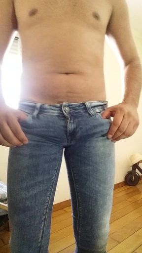 A giant dick inside the jeans