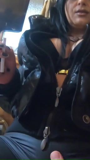 Leather Fetish Overload - 4 Cumshots on My Pants &amp; Puffy Downjacket   Clip 3