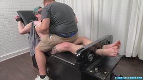 Construction Worker Mattie Tries Tickling in the Tickle Chair While Matt Strips Him of His Shirt and Shoes Pt3