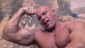 Older Muscle Gent Algeron Flexing His Muscles and Shows Off His Pecs