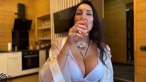 Russian housewife gives stepson a sloppy blowjob