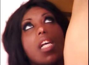 A white guy has a big trouble in the back with a black shemale