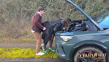 Car Breakdown on Country Road &ndash_ Stranger Ate My Pussy Then Fucked Me Hard on the Hood &amp_ in the Trunk