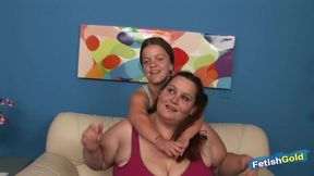 Hot midget and her BBW girlfriend have naughty lesbian fun