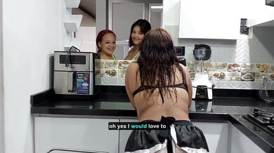 Mature Latinas share steamy kisses and intimate oral in the kitchen and bathroom