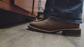 Chrissy candid cowgirl boots in kitchen pt2