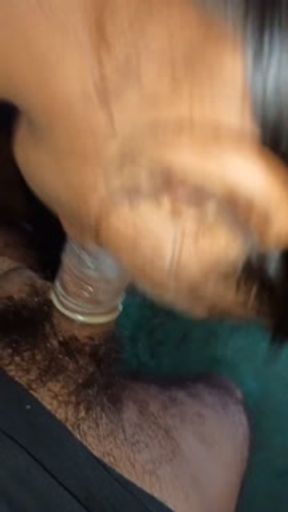 Desi Indian wife sucking big cock good blowjob