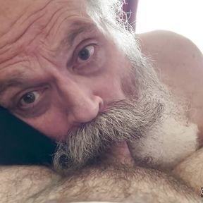 Moustache Grandpa Cocksucker Gives Glorious Suck Job