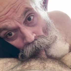 Moustache Grandpa Cocksucker Gives Glorious Suck Job