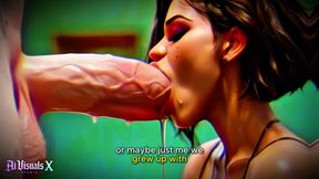 (4k) Ai 3D Animated Porn - Latina Baddie Worships Big White Cock (interracial Asmr) - Ai Visuals X