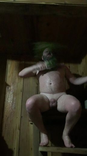 Steam Bathing with a Broom in a Russian Sauna