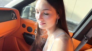 19 year old tight pussy stuffed in the Rolls Royce backseat