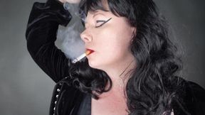 Lighting Match and Smoking American Spirit with Long Fingernails