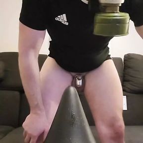 extreme anal training with the Grip115 and gas mask