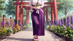Red-Haired Miko! Deep V Kimono Soaked, Blooming from Serenity to Madness in the Vermilion Torii Corridor!