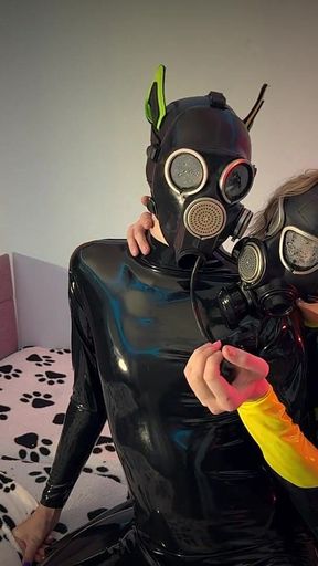 Two Latex Puppies: Shiny Suits, Intimate Touch & Passionate Switch Play