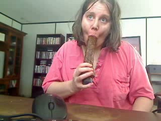 Deaf mute BBW MILF plays with two huge dildos on webcam