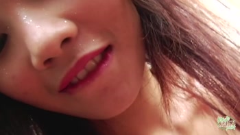 Asian beauty Katsumi gets her lover to kick her in the ass while she's wearing lingerie