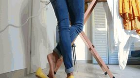 In ballet shoes, while ironing WMV(1280x720)FHD