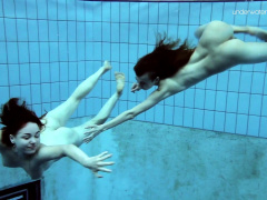 Hot lesbian show underwater