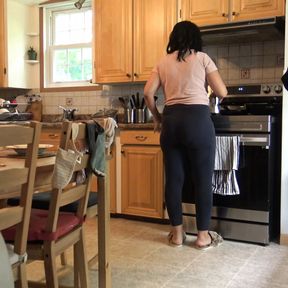 Pakistani Stepmom Almost Caught Me Jerking Off In Her Kitchen