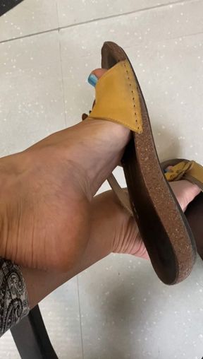 Playing with my sandals at work