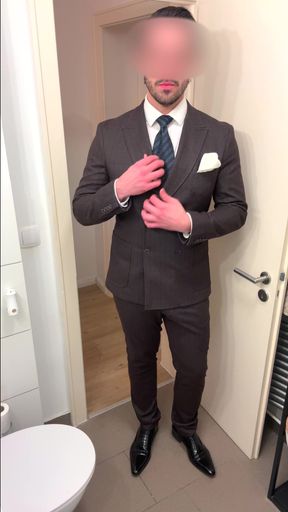 Businessman in Suit Jerks off on His Patent Leather Shoes