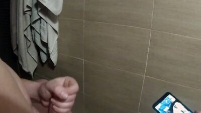 T-girl gets her tight pussy pounded in a hot amateur handjob and creampie bar scene