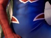 Spiderman masturbates with wand