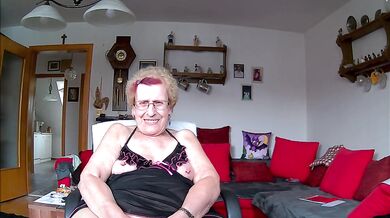 Granny’s 70 year old pussy gushes after vibrator squirt and cum drench